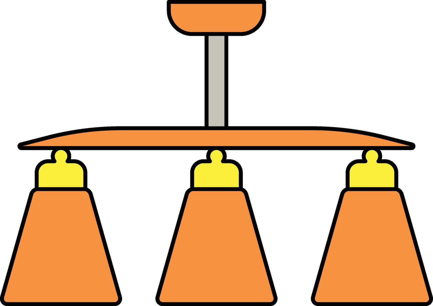 Modern triple ceiling lamp fixture illustration vector