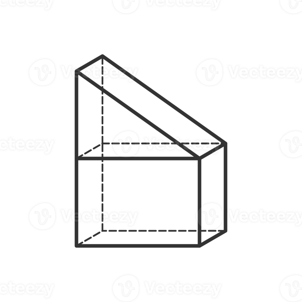 cuboid and triangular prism 3D geometric shapes in dark color and transparent background png