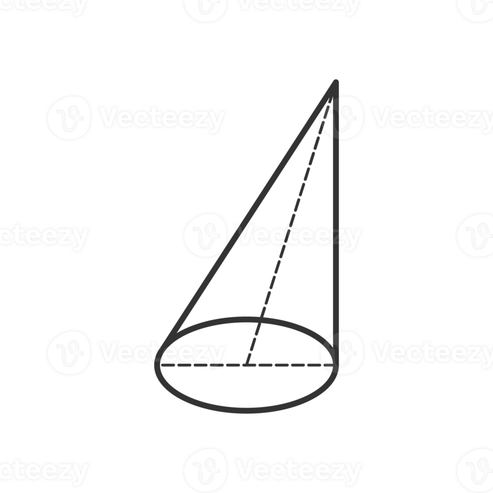 cone 3D geometric shapes in dark color and transparent background png