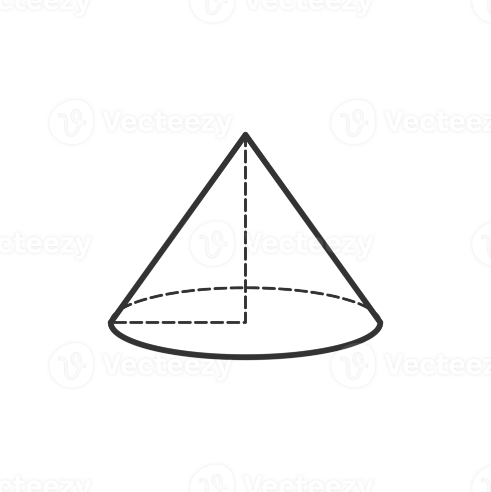 middle cone 3D geometric shapes in dark color and transparent background png