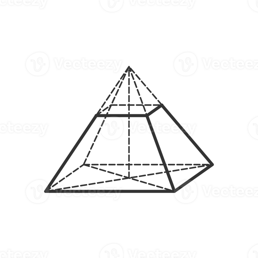 frustrum of a pyramid 3D geometric shapes in dark color and transparent background png