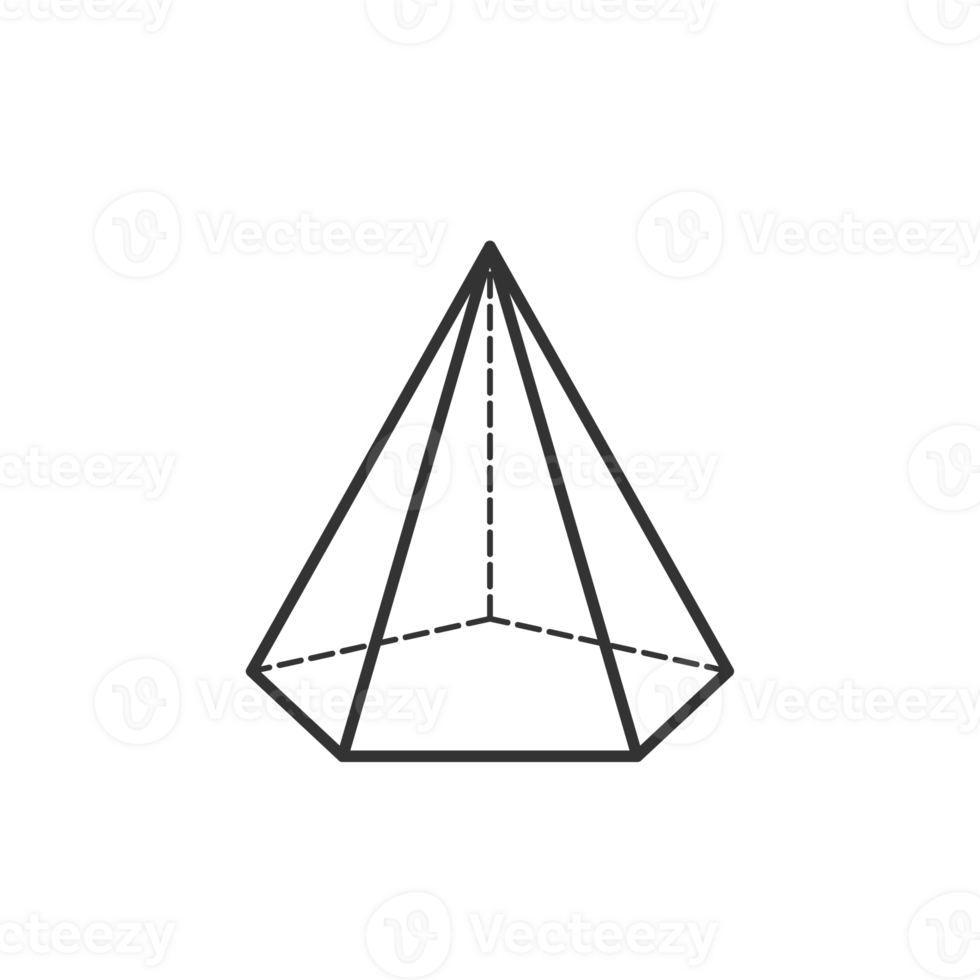 pentagon pyramid 3D geometric shapes in dark color and transparent background png