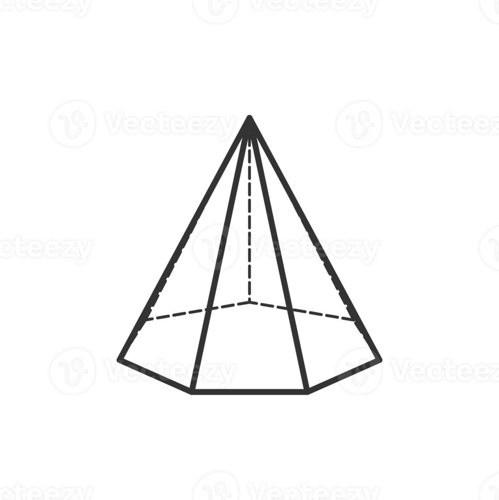 heptagon pyramid 3D geometric shapes in dark color and transparent background png