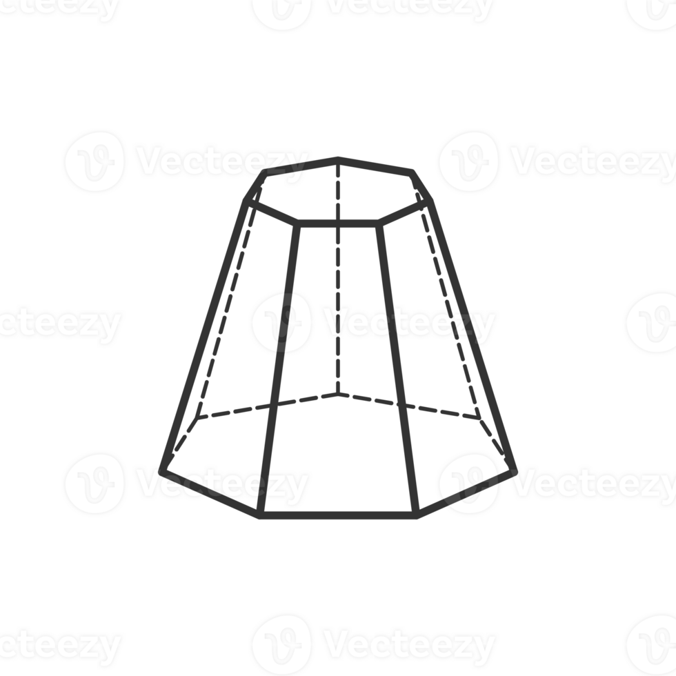 frustrum of a octagonal pyramid 3D geometric shapes in dark color and transparent background png