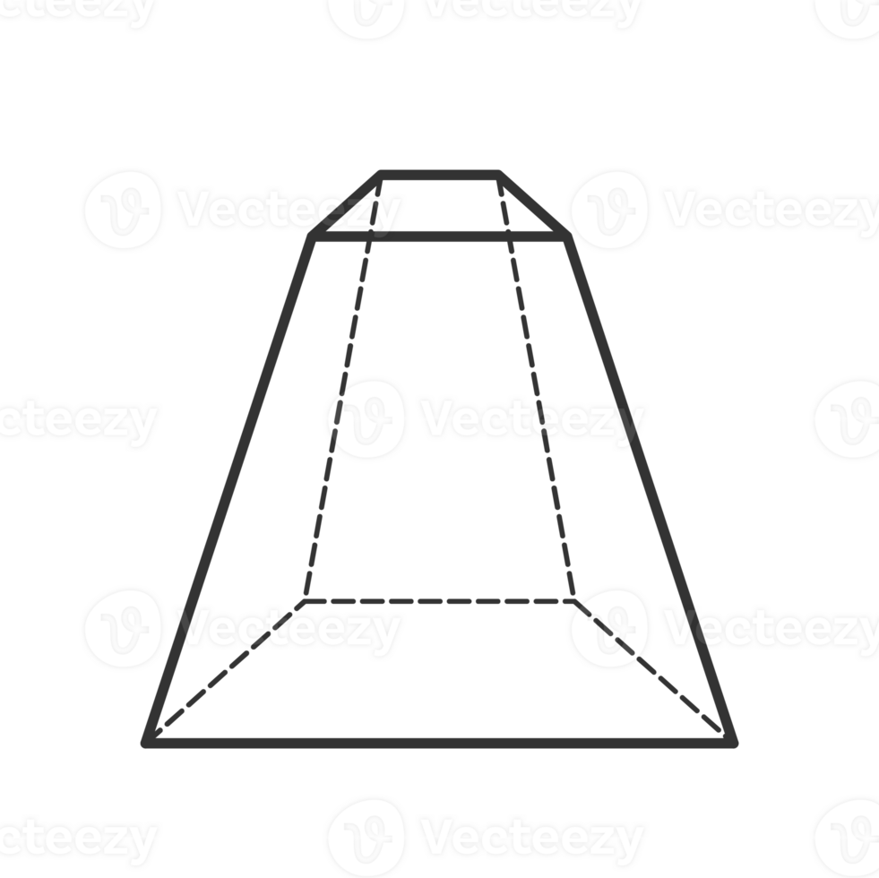 frustrum of a trapezoid 3D geometric shapes in dark color and transparent background png