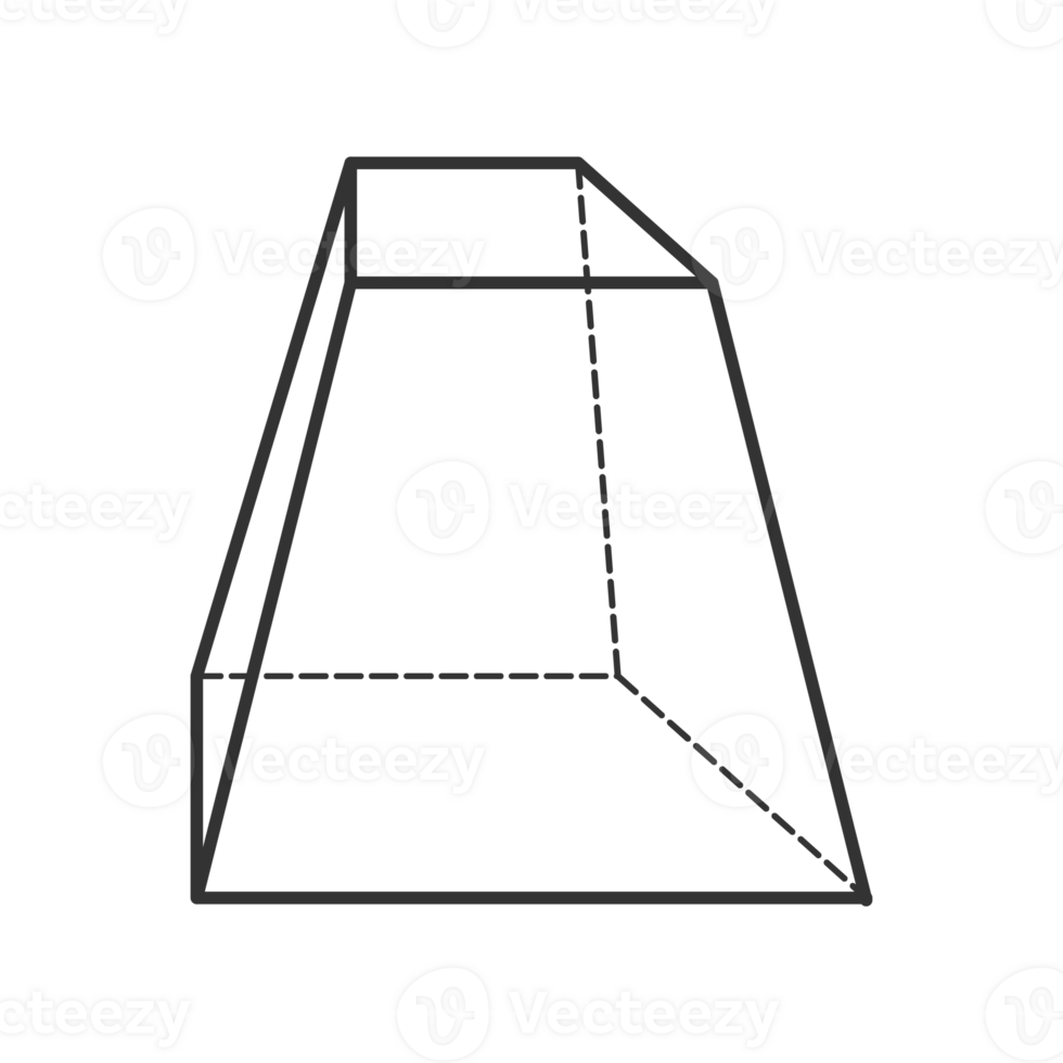 frustrum of a right-angled trapezoid 3D geometric shapes in dark color and transparent background png