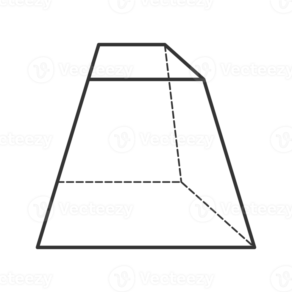 frustrum of a any trapezoid 3D geometric shapes in dark color and transparent background png