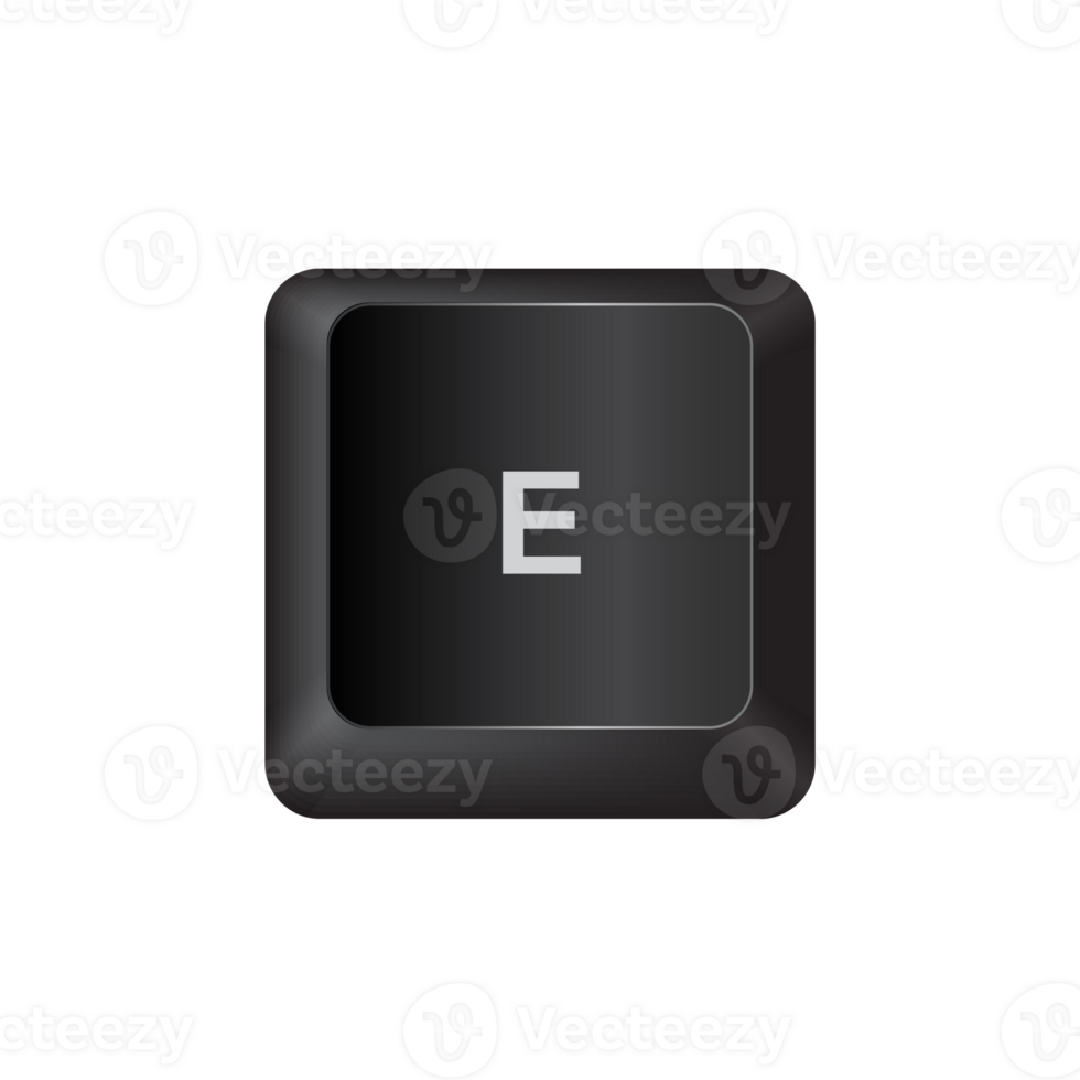 letter E,illustration Keyboard Button on dark color and transparent background png