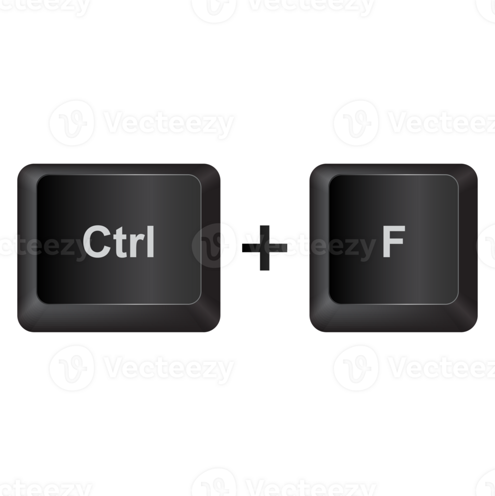 Ctrl and F,illustration Keyboard Button on dark color and transparent background png