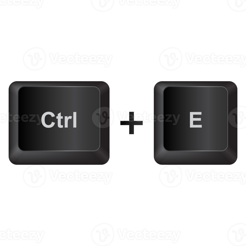 Ctrl and E,illustration Keyboard Button on dark color and transparent background png