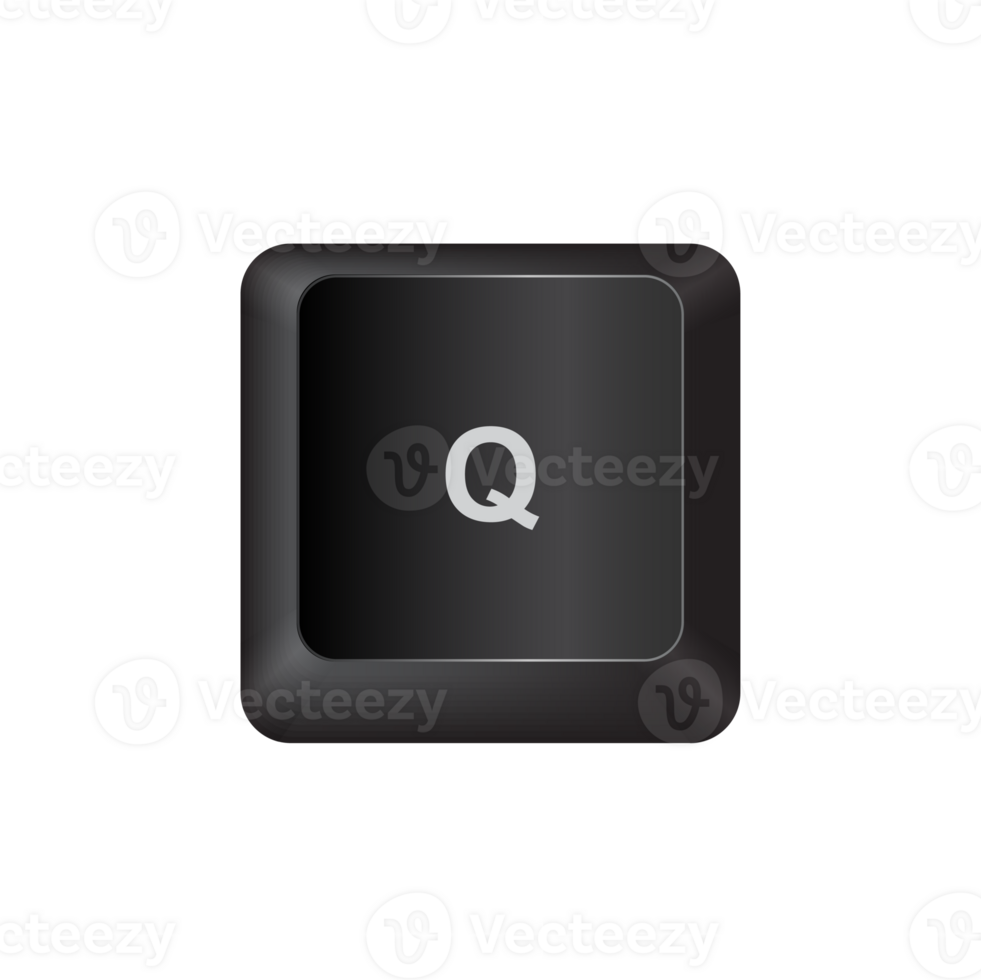 letter Q,illustration Keyboard Button on dark color and transparent background png