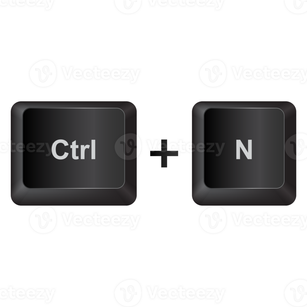 Ctrl and N,illustration Keyboard Button on dark color and transparent background png