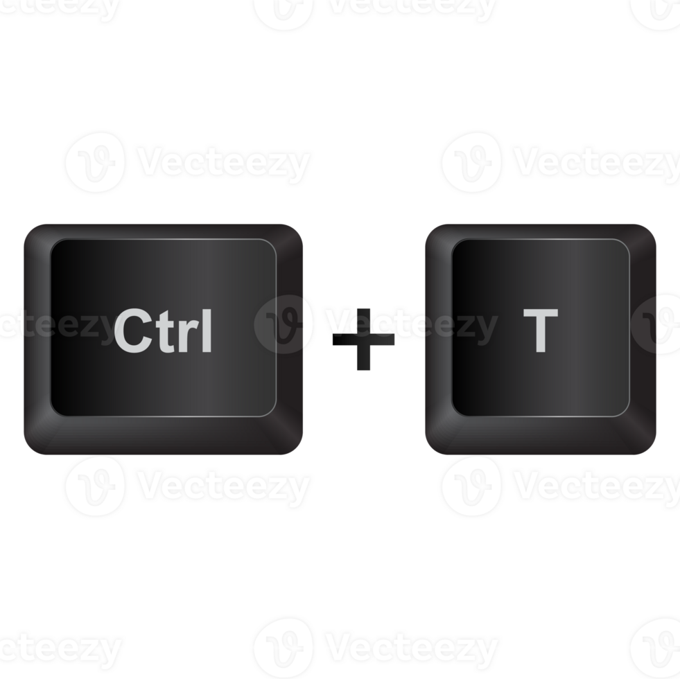 Ctrl and T,illustration Keyboard Button on dark color and transparent background png