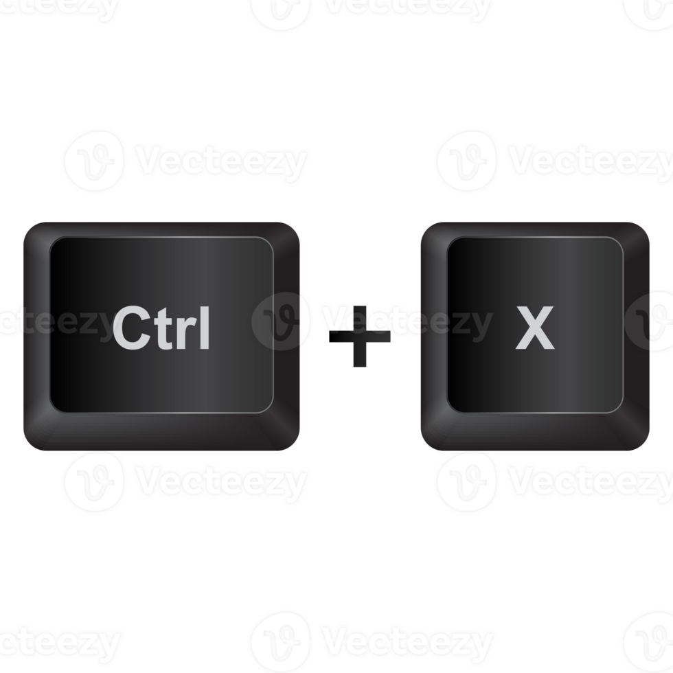Ctrl and X,illustration Keyboard Button on dark color and transparent background png