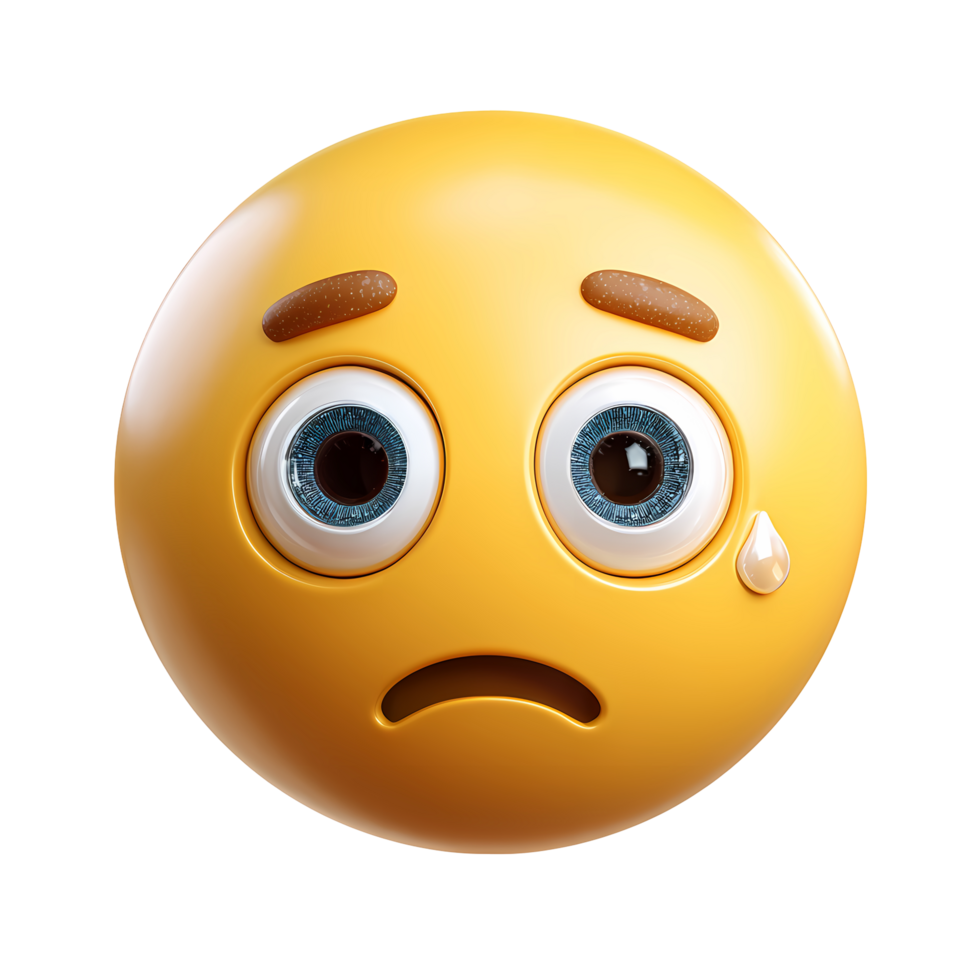 Sad Crying Emoji with a Tear on Transparent Background render png