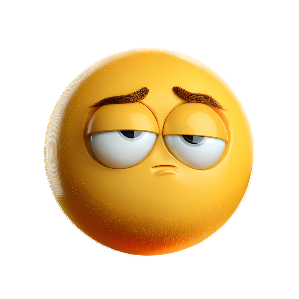 3D Bored Emoticon on Transparent Background cute rendered emoticon with png