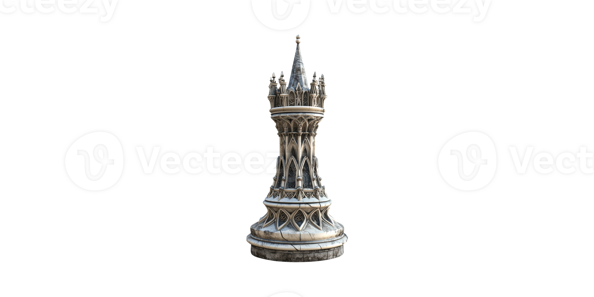 Gothic-Style Chess Rook Piece. Architectural Design And Strategy Symbolism Isolated On Transparent Background png
