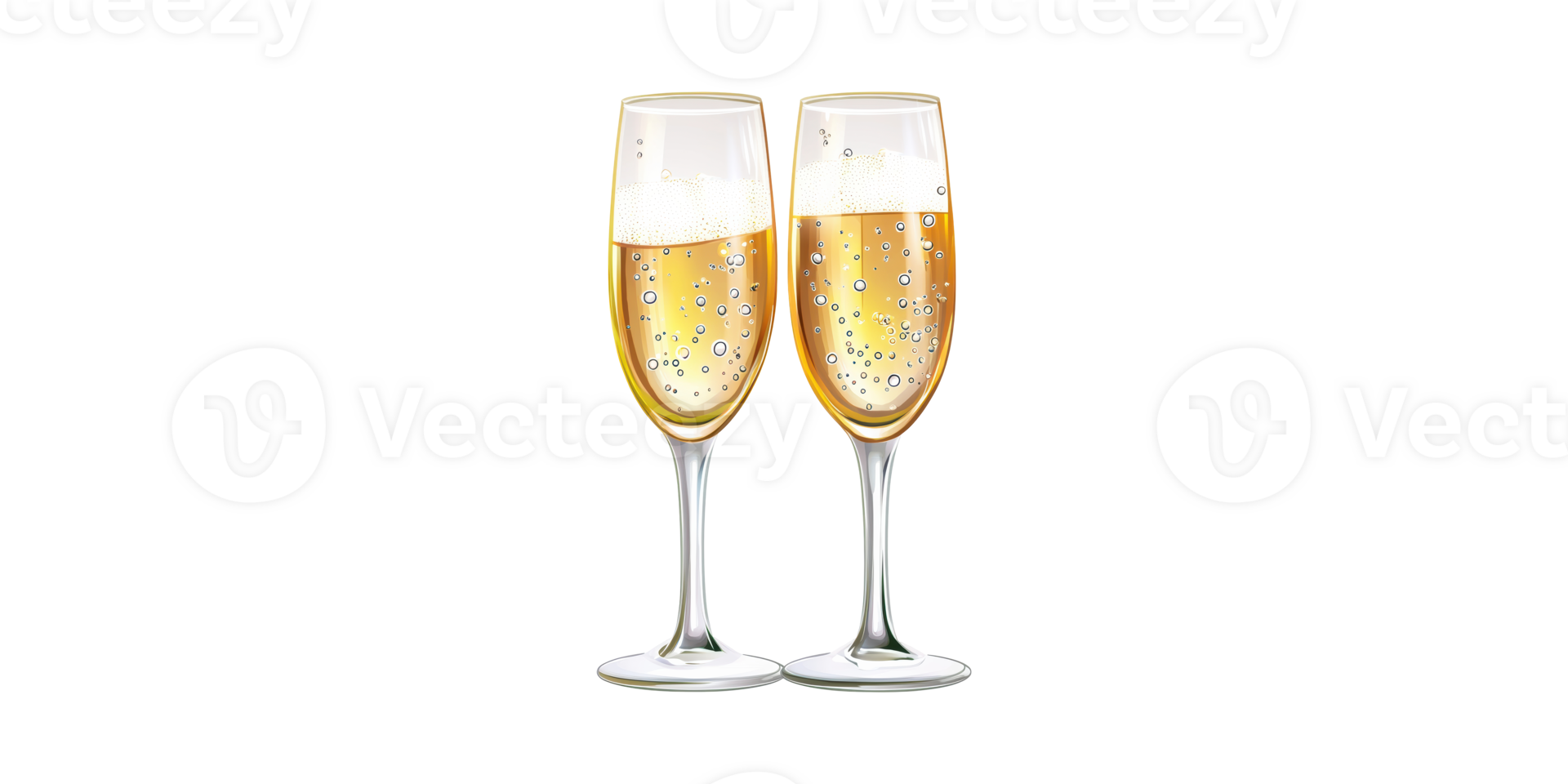 Two Champagne Flutes With Bubbles. Celebration And Festive Toasting Concept Isolated On Transparent Background png