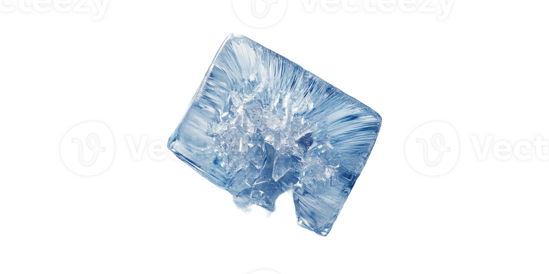 Close-Up Of Cracked Ice Cube. Symbolizes Freshness And Coolness Isolated On Transparent Background png