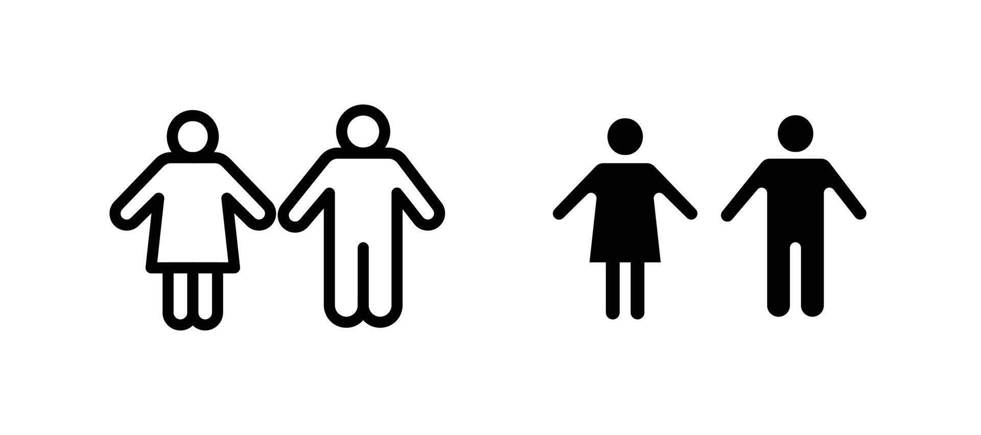 Man and woman icon in black color for website or app. vector