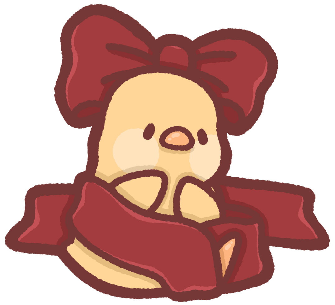 Chicken with a red bow on its head png