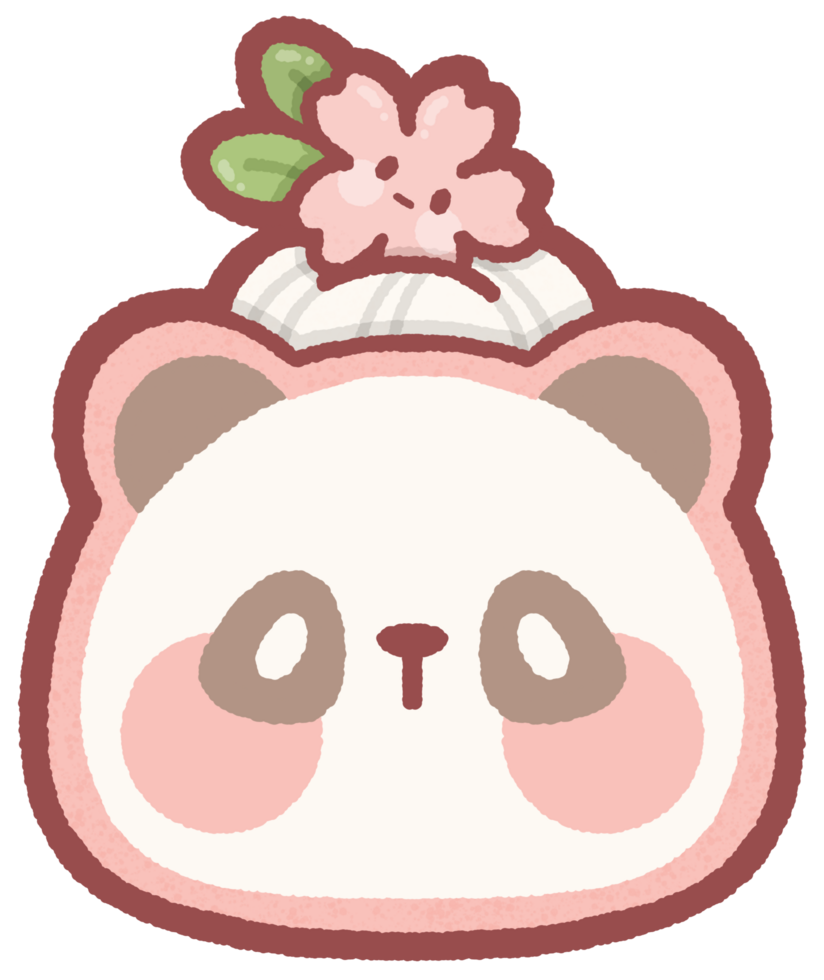Sakura roll cake in panda shape png