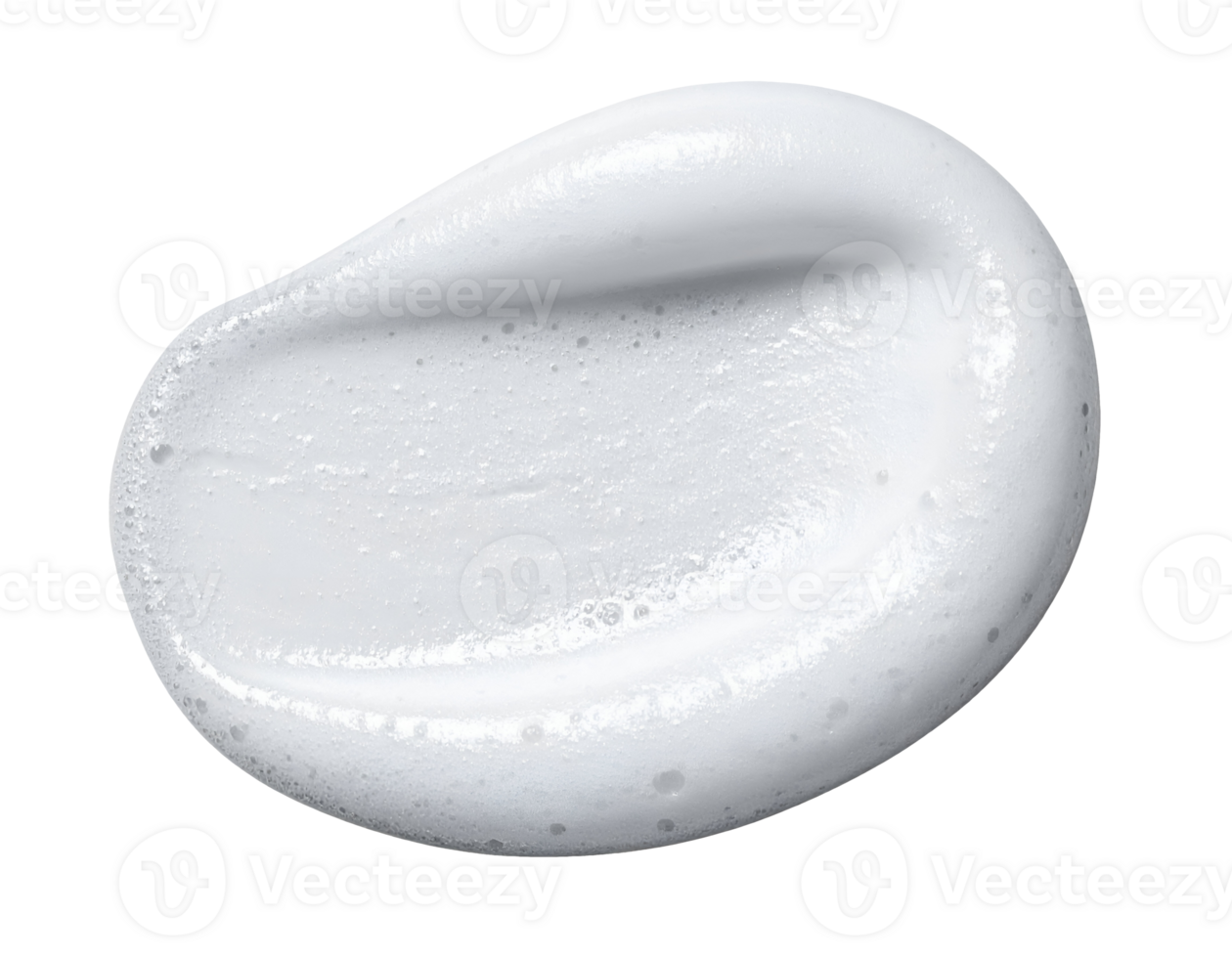 Blob of smooth white foamy cream texture on isolated white background png