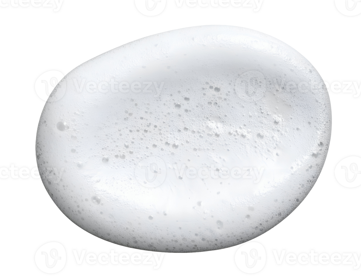 Oval white foamy cream texture blob with bubbles on isolated white background png