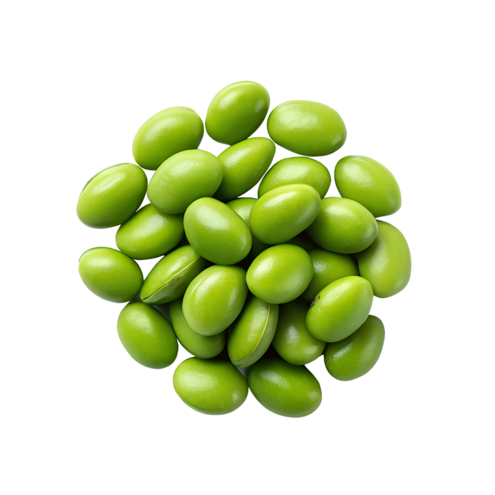 A Collection of Fresh Green Edamame Beans Arranged in a Circular Pattern png