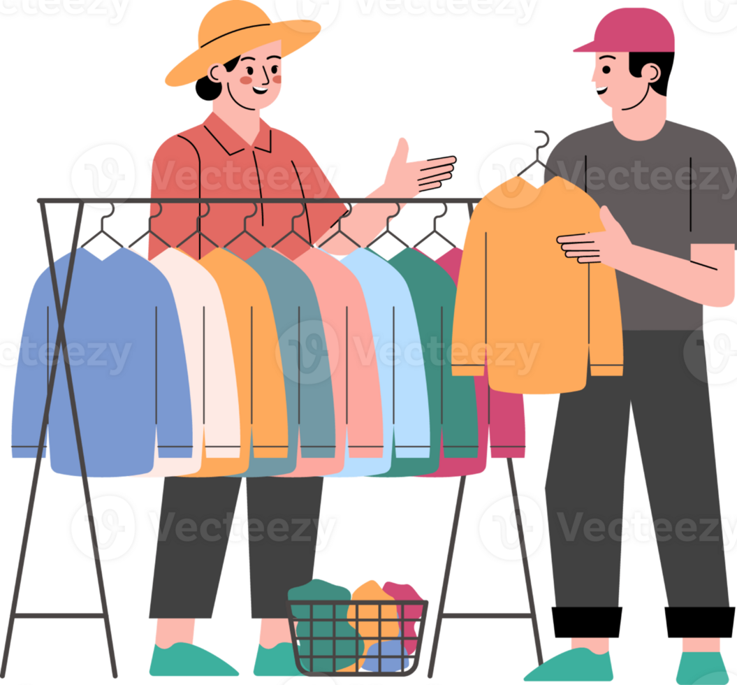 Selling Clothes at Booth png