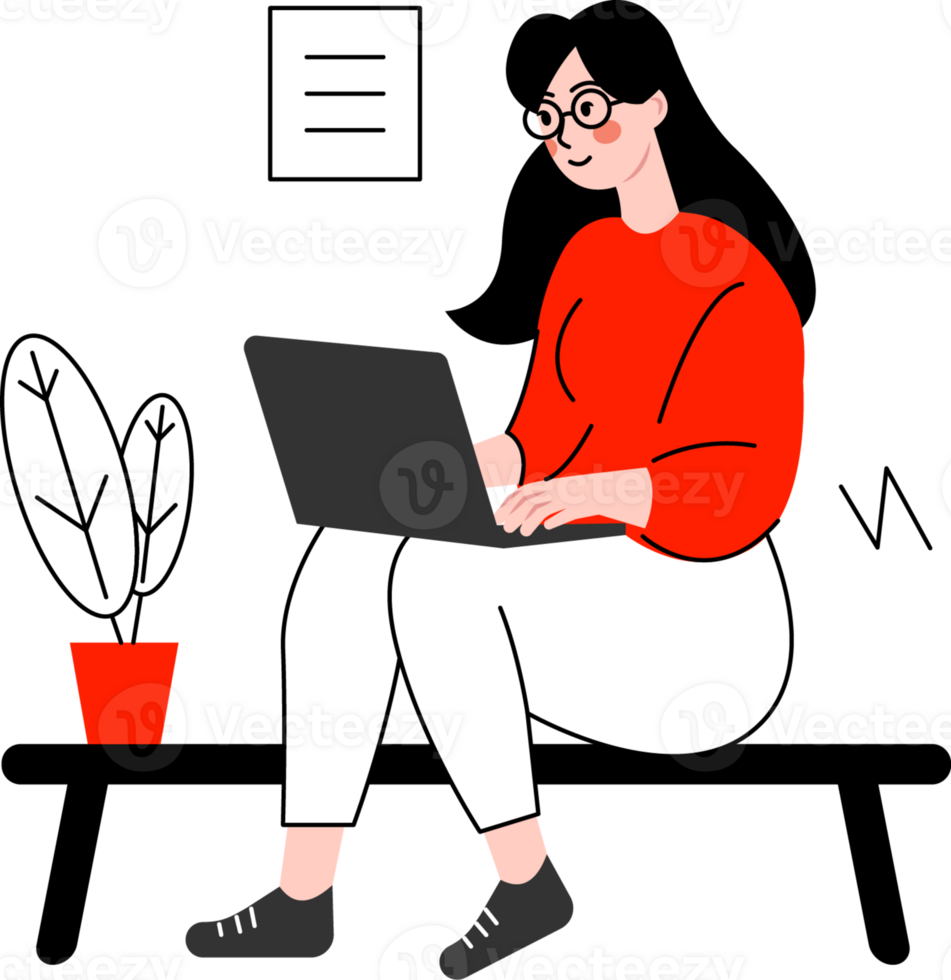 Posting Content Using Laptop png