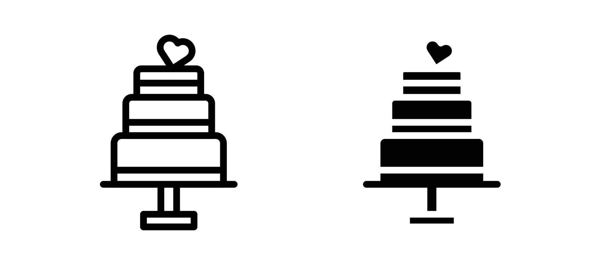 Wedding cake icon in black color for website or app. vector