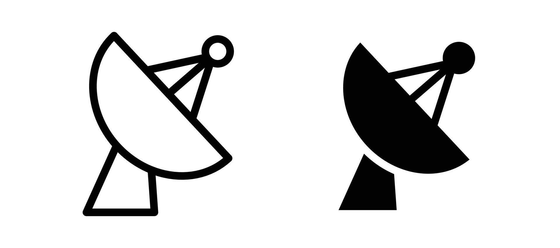 Satellite dish icon in black color for website or app. vector