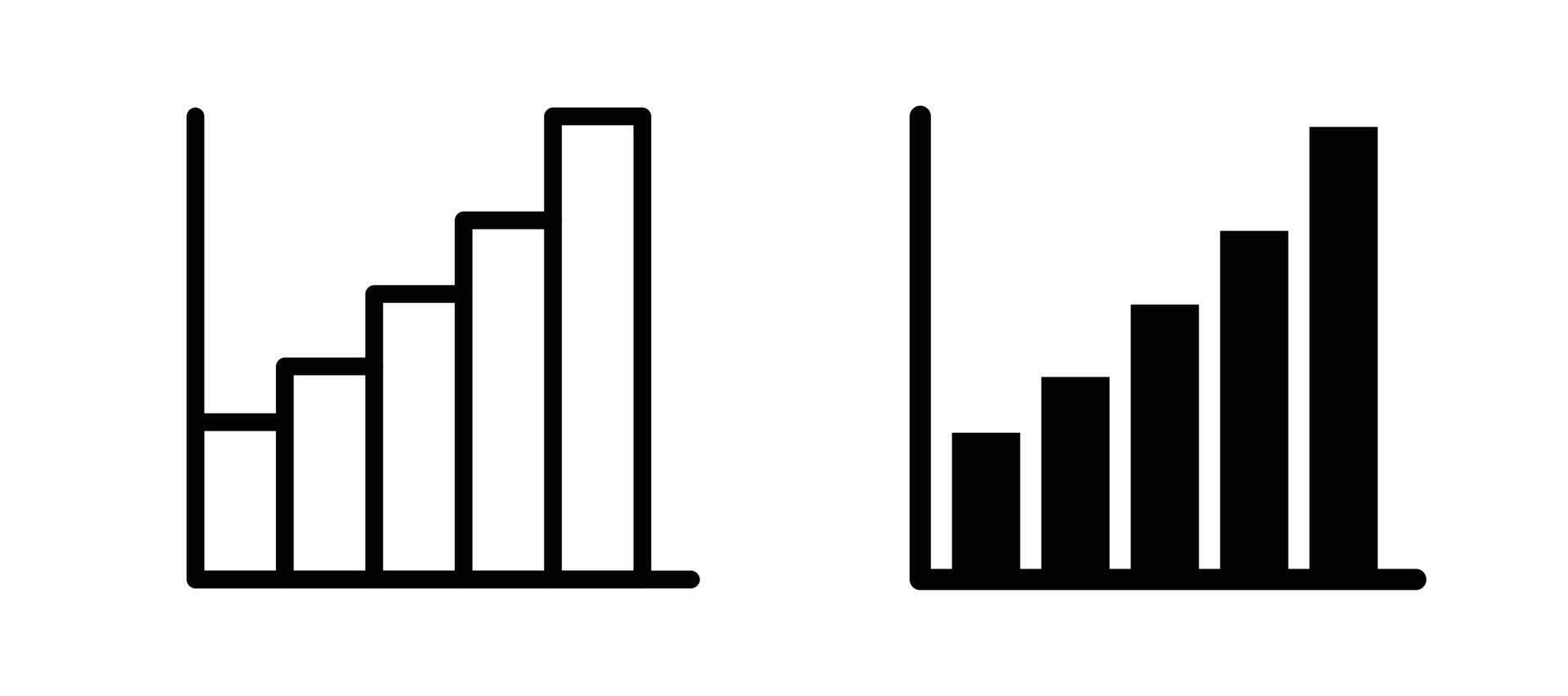Growing graph icon in black color for website or app. vector