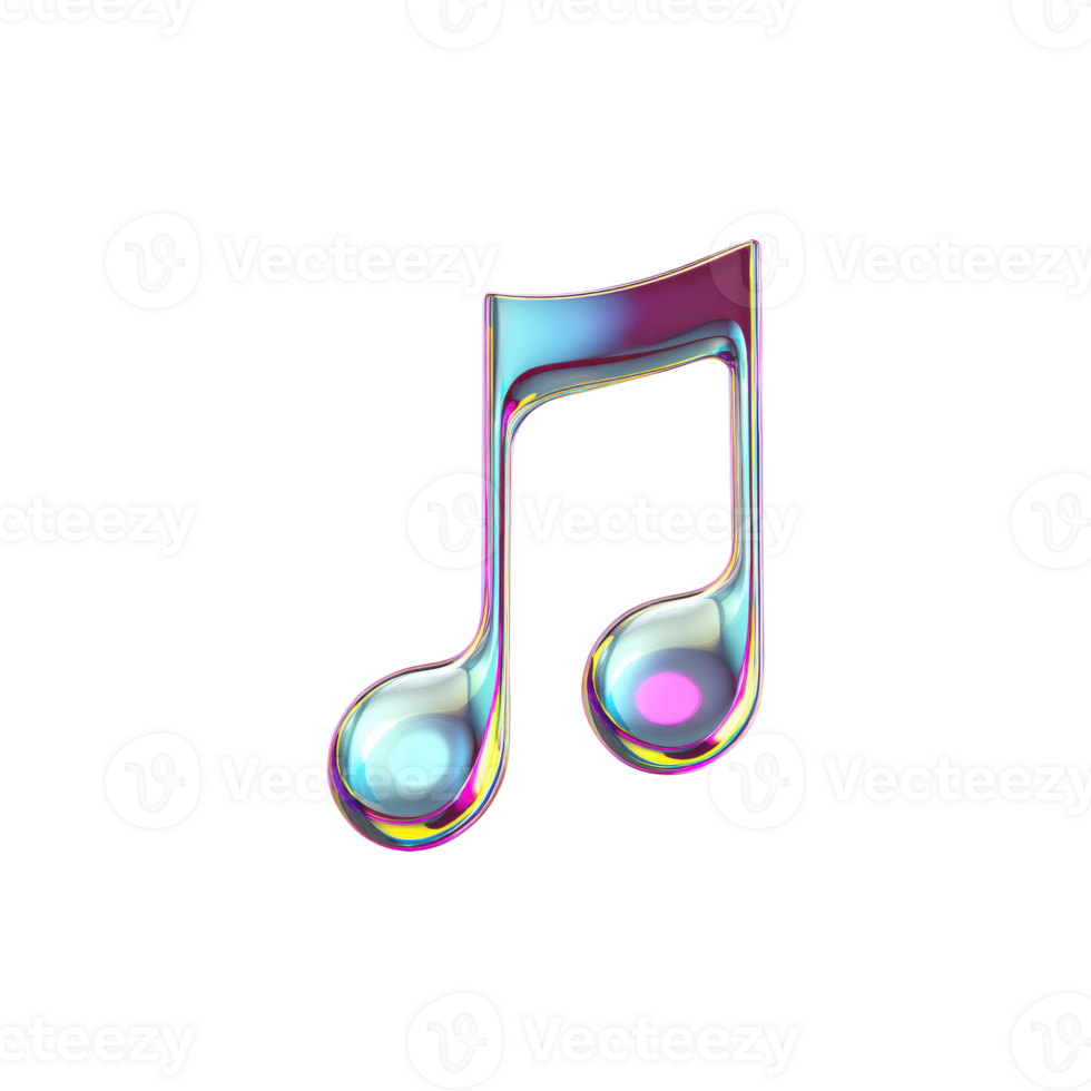 Colorful 3D Music Note Icon. Symbolizes Creativity And Digital Music Platforms Isolated On Transparent Background png