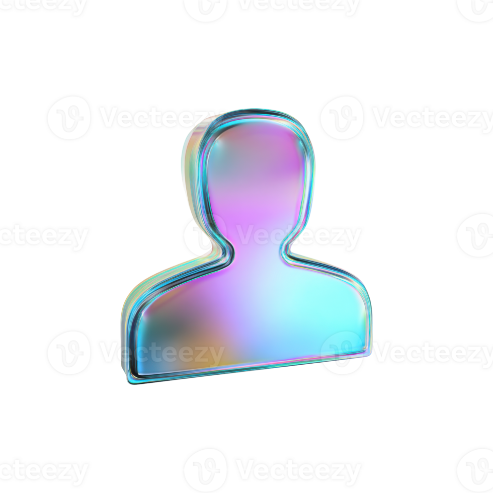 Holographic User Icon. Digital Identity And Online Presence Concept Isolated On Transparent Background png