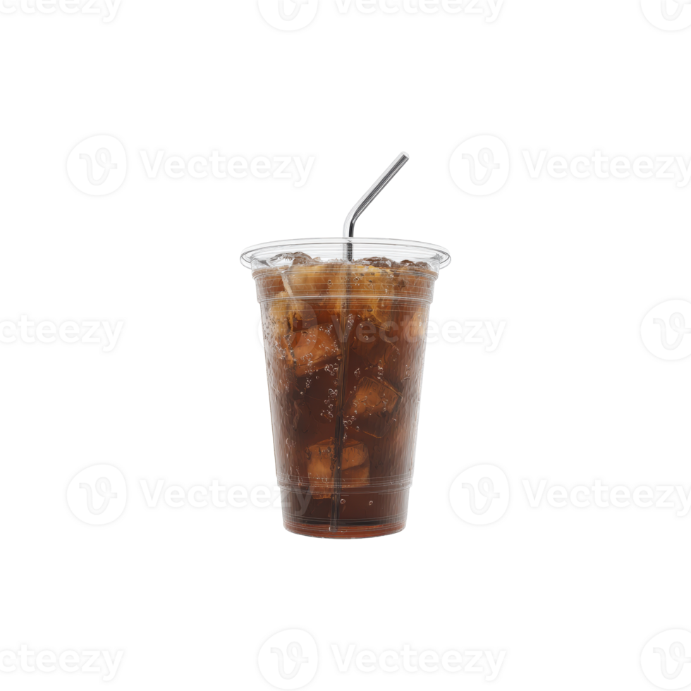Iced Cola In Cup With Straw. Refreshing Beverage For Summer And Casual Dining Isolated On Transparent Background png