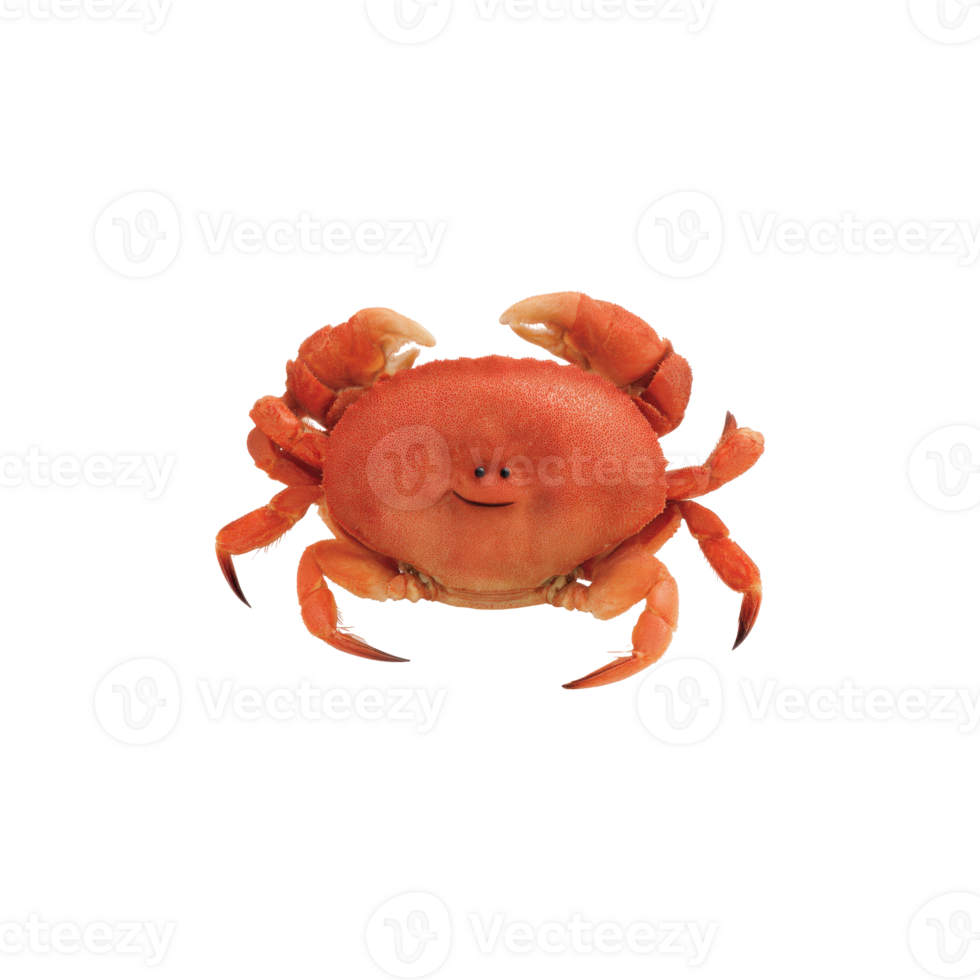 Smiling Cartoon Crab Illustration. Playful Marine Character Design Isolated On Transparent Background png