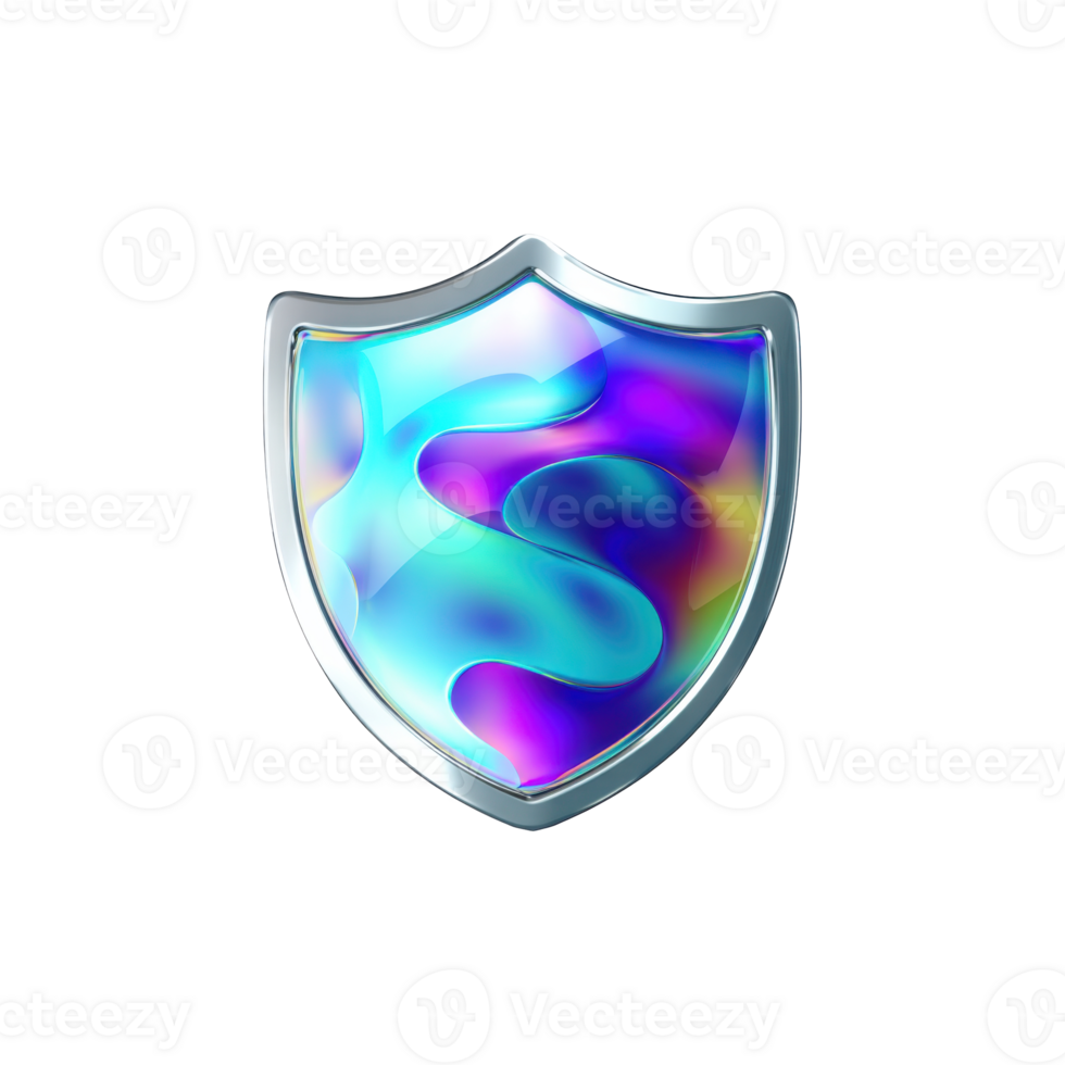 Colorful Abstract Shield Icon. Symbol Of Digital Security And Protection In A Modern Design Isolated On Transparent Background png