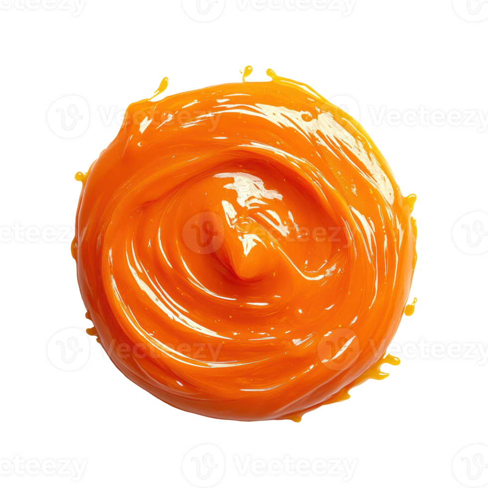 Vibrant Orange Paint Swirl. Artistic Expression And Creative Design Element Isolated On Transparent Background png