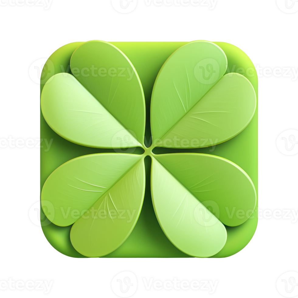 Green Clover Leaf Icon. Symbol Of Luck And Nature In Digital Design Isolated On Transparent Background png