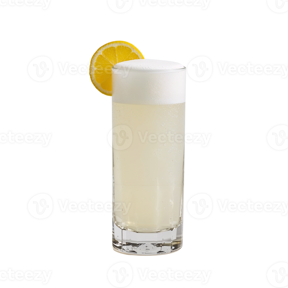 Refreshing citrus cocktail with frothy egg white garnish against a minimalist setting png