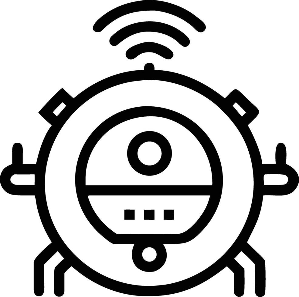Robotic vacuum cleaner with circular base and side brushes vector