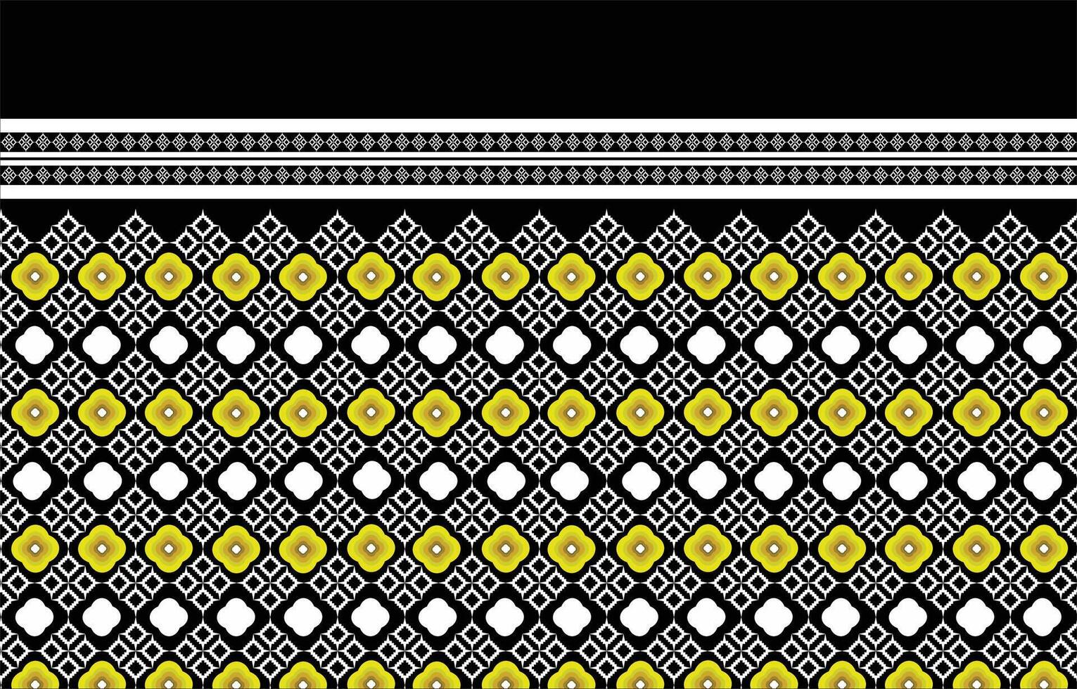 Design of black and white lattice fabric pattern on black background for printing vector