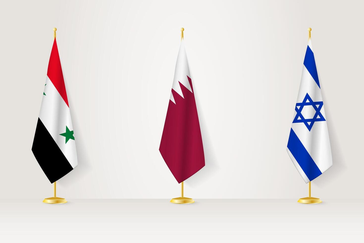 Flags of Syria, Qatar, and Israel vector
