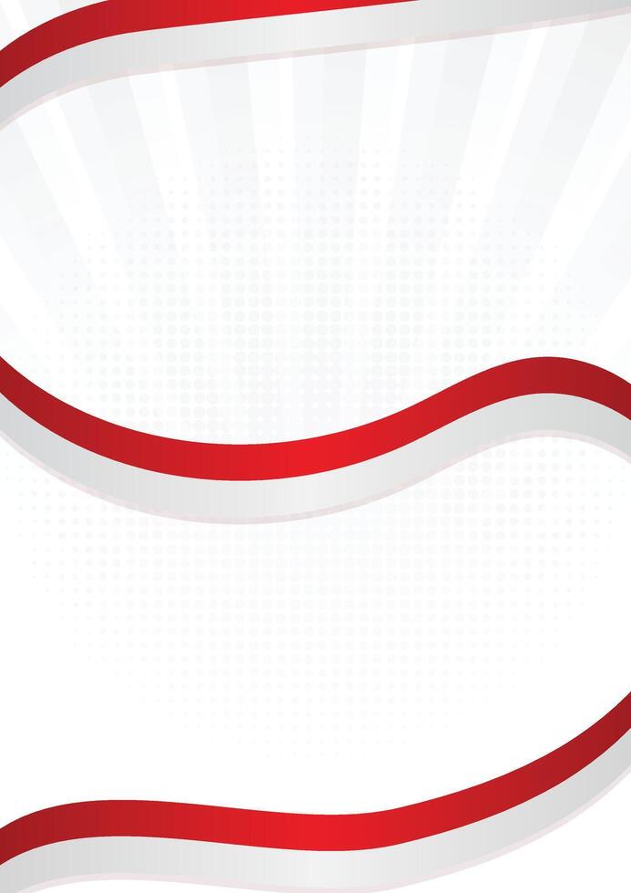 Patriotic Red and White Ribbon Illustration with Curve Movement and Bright Background, Ideal for Independence Event vector