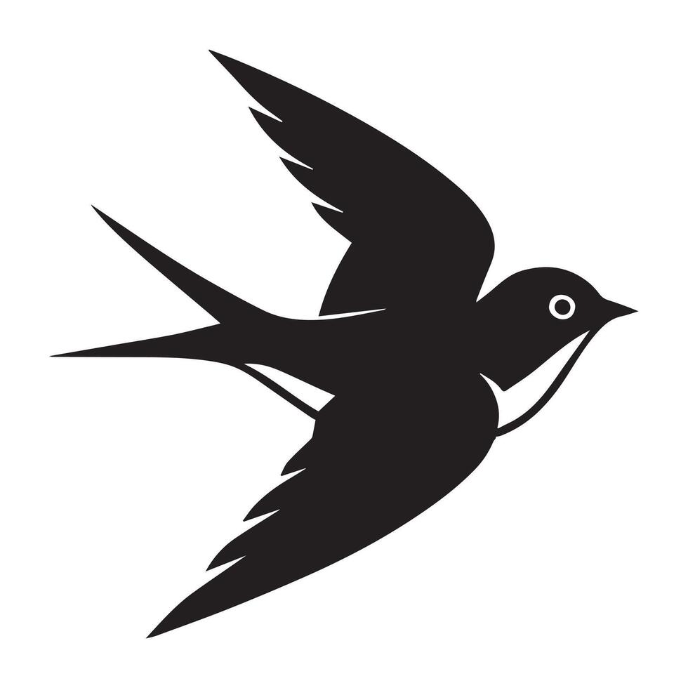 a black and white illustration of a swallow vector