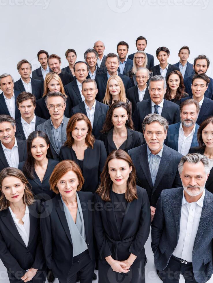 Group of diverse business people posing in formal wear photo