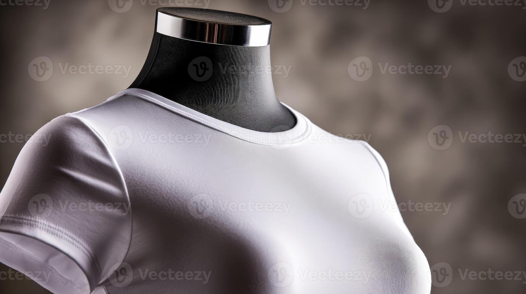 Plain white round neck t-shirt displaying on mannequin photo