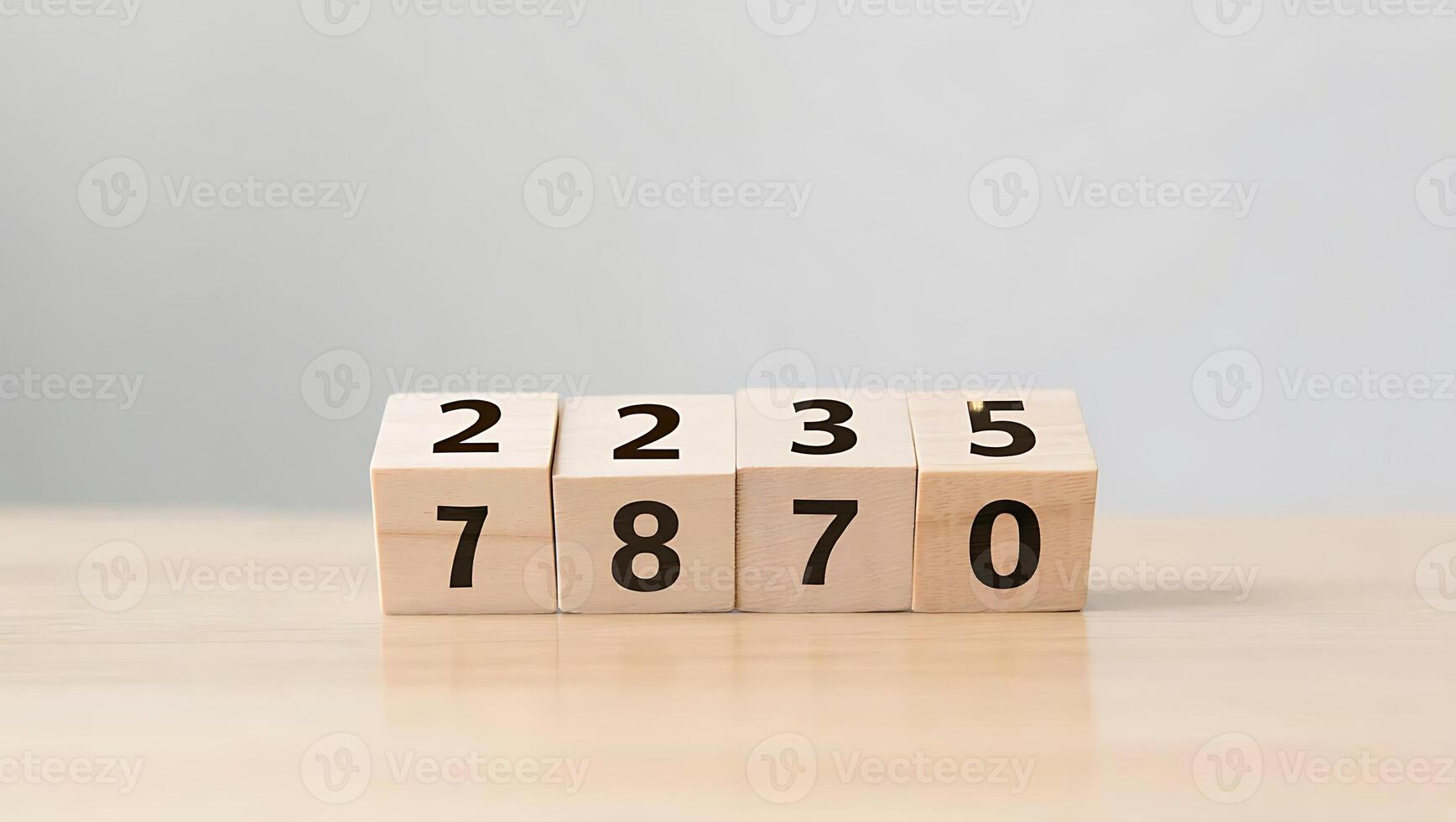 Wooden Blocks Displaying Numbers Two Seven Two Eight Three Seven Five Zero Concept Image photo